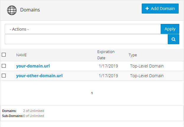 Listing of Domains on an Account